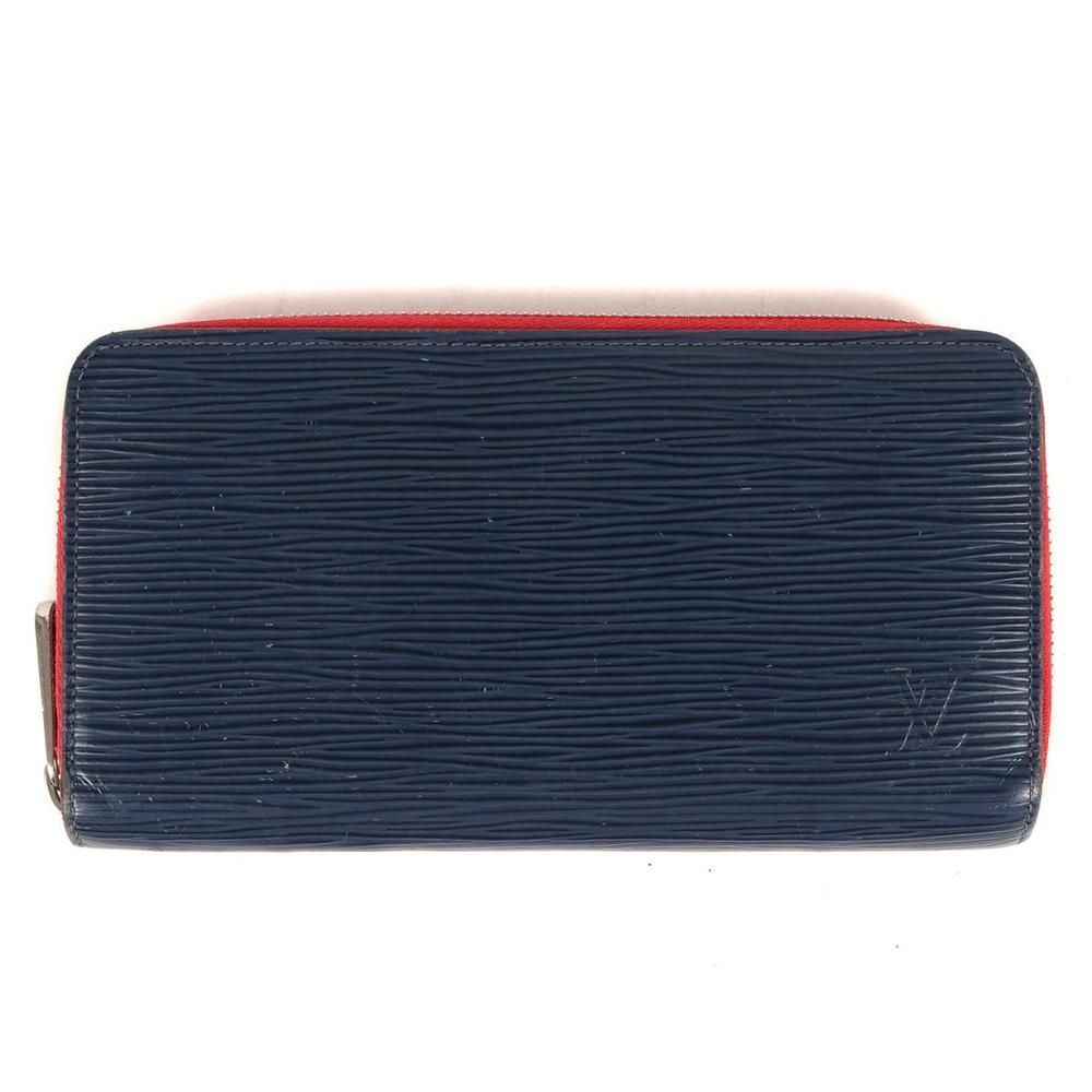 Louis Vuitton Zippy Wallet Epi Leather Navy Red Long Wallet Handbag